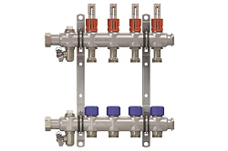 Коллекторная группа, ELSEN, 1", 10 контуров, размер отвода-3/4", PN, бар-4, T°C -от 0 до +70, с вентилями и расходомерами, нержавеющая сталь