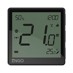 Беспроводной терморегулятор, черный, с модулем Zigbee, с аккумулятором, со встроенным датчиком влажности, с возможностью подключения датчика пола