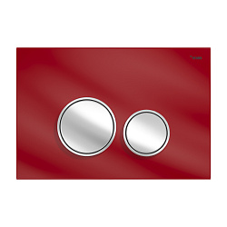 Панель смыва РЕХАУ NOVA ORB GLASS с круглыми клавишами, закаленное стекло, красный, клавиши и их контур хром, глянцевый