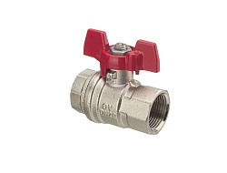 Кран шаровой, Oventrop, Optibal, полнопроходной, DN-20, 3/4", ВВ, PN, бар-16, ручка-бабочка, латунь, никелированный