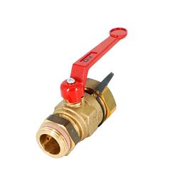 Кран шаровой, Oventrop, Optiflex KFE, DN-25, 1", Н, ручка-с ограничителем, латунь, со штуцером для шланга (мягкое уплотнение) и колпачком