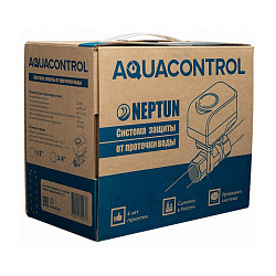 Система защиты от потопа Neptun Aquacontrol 3/4". Состав комплекта: модуль управления Neptun Base-1шт, датчик контроля протечки воды SW007-2 шт, кран шаровой с электроприводом серии NEPTUN Aquacontrol 220В-2шт