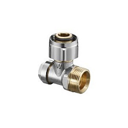 Соединение резьбовое Combi 3, 3/4" НГ х 3/4"НР, запорно-присоединительное, угловое