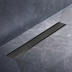 Душевой лоток BETTOSERB Compact Line Matte Black 750. Дизайн-вставка: двухсторонняя (черный матовый/полая под плитку). Рамка: металл "черный матовый" (пластификация). Минимальная высота монтажа 52 мм, выход Ø50 мм, поворот базы 360. Пропускная способность
