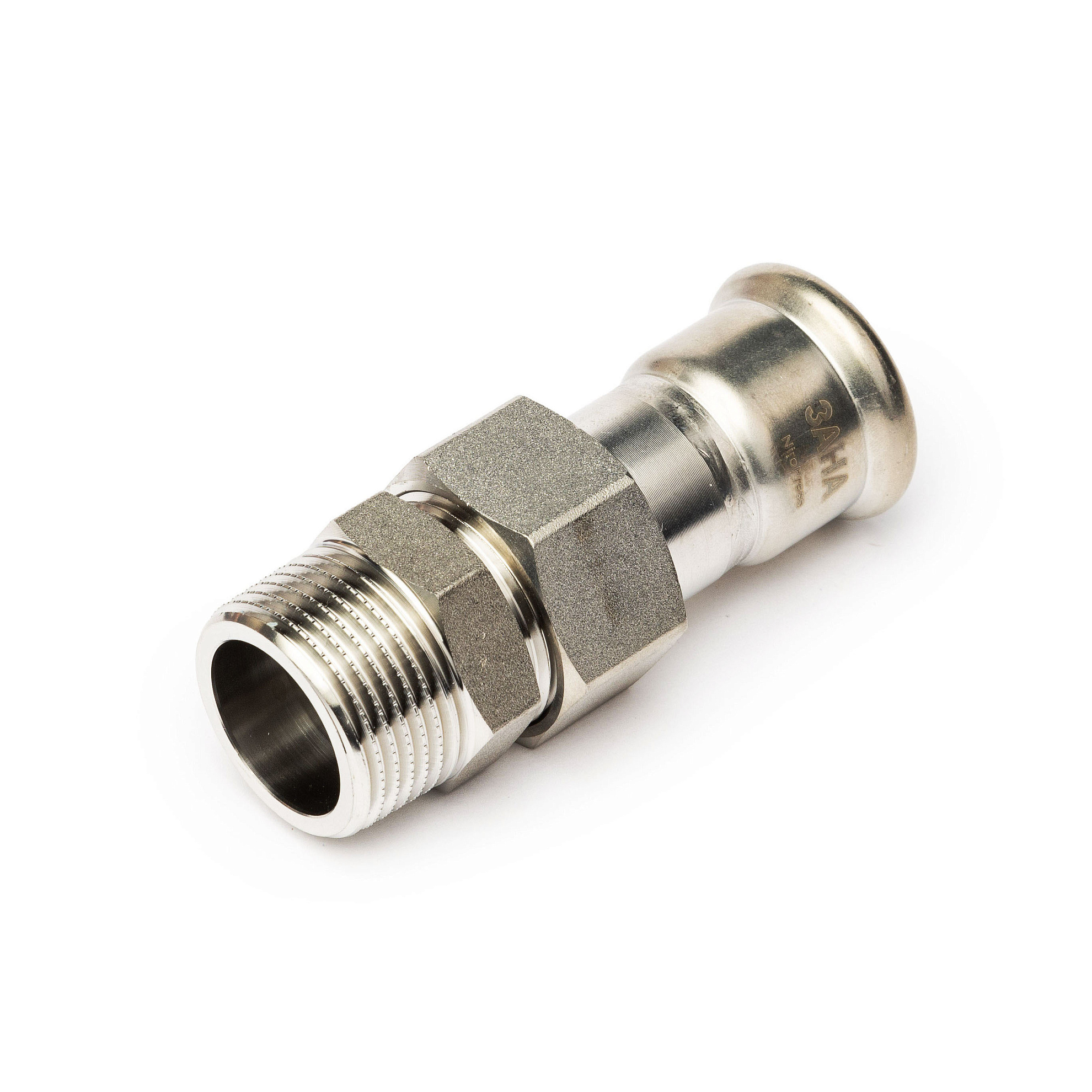 Соединение резьбовое разъемное ЗАНА (SANHA) NiroPress AISI 304L  ВПр-НР, плоское уплотнение, гайка нержавеющая сталь, Dn 54x2