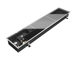 Встраиваемый в пол конвектор Varmann Qtherm Q 230.110.800 RR U EV1, шириной 230 мм, высотой 110 мм, длиной 800 мм, решетка роликовая из алюминия, анодированная в натуральный алюминий, декоративная рамка из U-образного профиля, вентиляторы с EC-двигателями