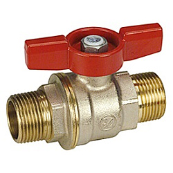 Кран шаровой полнопроходной DADO 1/2" Н-Н компактная модель, с красной дроссельной рукояткой бабочка, никелированный