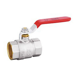 Кран шаровой полнопроходной с внутренней резьбой 1 1/4", PN25, ручка рычаг, корпус никелированная латунь, шар латунь, уплотнение PTFE