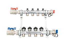 Комплект коллекторов РЕХАУ с шаровыми кранами HKV, G1", 7 контуров, выход-3/4" ЕК, нержавеющая сталь