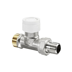 Вентиль, Oventrop, серия AV9, термостатический, проходной, DN-15, 3/4", 1/2", Н ЕК-Н, PN, бар-10, T°C -от +2 до +120, латунь, никелированный, плавная преднастройка