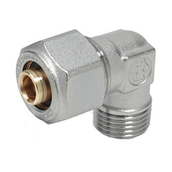 Угольник, Giacomini, R562AM, 90°, Н, 3/4", 26 x 3, латунь, хромированный, для труб GIACOTHERM, GIACOFLEX и многослойных