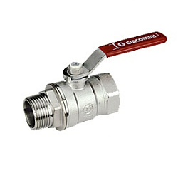 Кран шаровой, Giacomini, R254DL, стандартный проход, 3/4", ВН, ручка-рычаг красный, латунь, хромированный