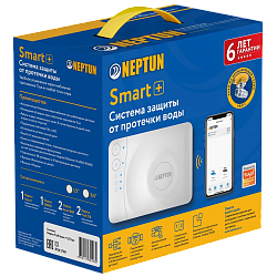 Система Neptun Profi Smart+ 3/4 Tuya. Состав комплекта: модуль управления Neptun Smart+ Tuya - 1 шт, радиодатчик Neptun Smart 868 - 2 шт, датчик Нептун SW 005 - 1 шт, кран шаровый с электроприводом Neptun PROFI 12В - 2 шт, блок питания 12В - 1 шт