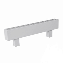 Конвектор KZTO водяной напольный Элегант мини 130x130x2200 1то нв, теплоотдача 1808 Вт, подключение нижнее с правой или с левой стороны, концевого исполнения, с ножками с нерегулируемой высотой 100 мм для установки на пол, цвет RAL9016