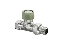 Вентиль, Oventrop, серия "ADV 9", термостатический, проходной, DN-15, 1/2", 1/2", ВН, латунь, никелированный, с двойной функцией и плавной преднастройкой