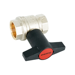 Кран шаровой, Oventrop, Optibal, полнопроходной, DN-25, 1", ВВ, PN, бар-16, ручка-пластмассовая, удлинённая антрацит, латунь, никелированный