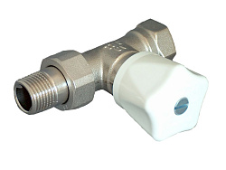 Вентиль, Oventrop, серия HR, с ручным приводом, проходной, DN-20, 3/4", ВН, PN, бар-10, T°C -от +2 до +120, латунь, хромированный, маховик белый
