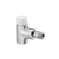 Вентиль, Oventrop, серия E, термостатический, угловой, DN-15, 1/2", 1/2", ВН, PN, бар-10, T°C -от +2 до +120, латунь, хромированный, с преднастройкой