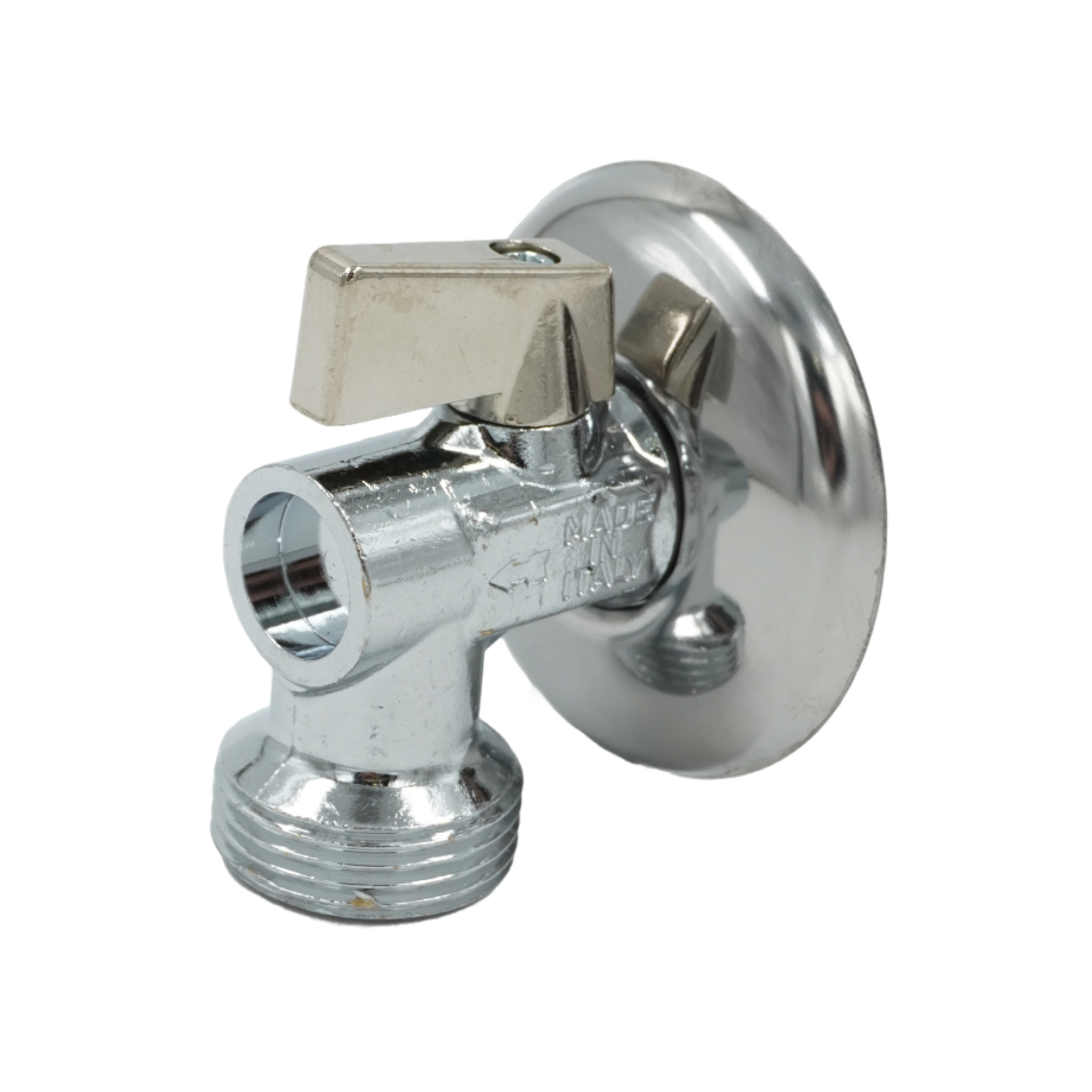 Кран шаровой, ELSEN, полнопроходной, угловой, для стиральных машин с розеткой, 3/4", 1/2", НН, PN, бар-40, T°C -от -20 до +150, ручка-бабочка, латунь