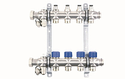 Коллекторная группа, ELSEN, 1", 6 контуров, размер отвода-3/4", PN, бар-4, T°C -от 0 до +70, с вентилями, нержавеющая сталь
