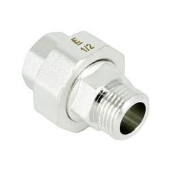 Сгон американка, ELSEN, TIN латунь, прямой, НВ, 1/2", 1/2", с плоским уплотнением, CN