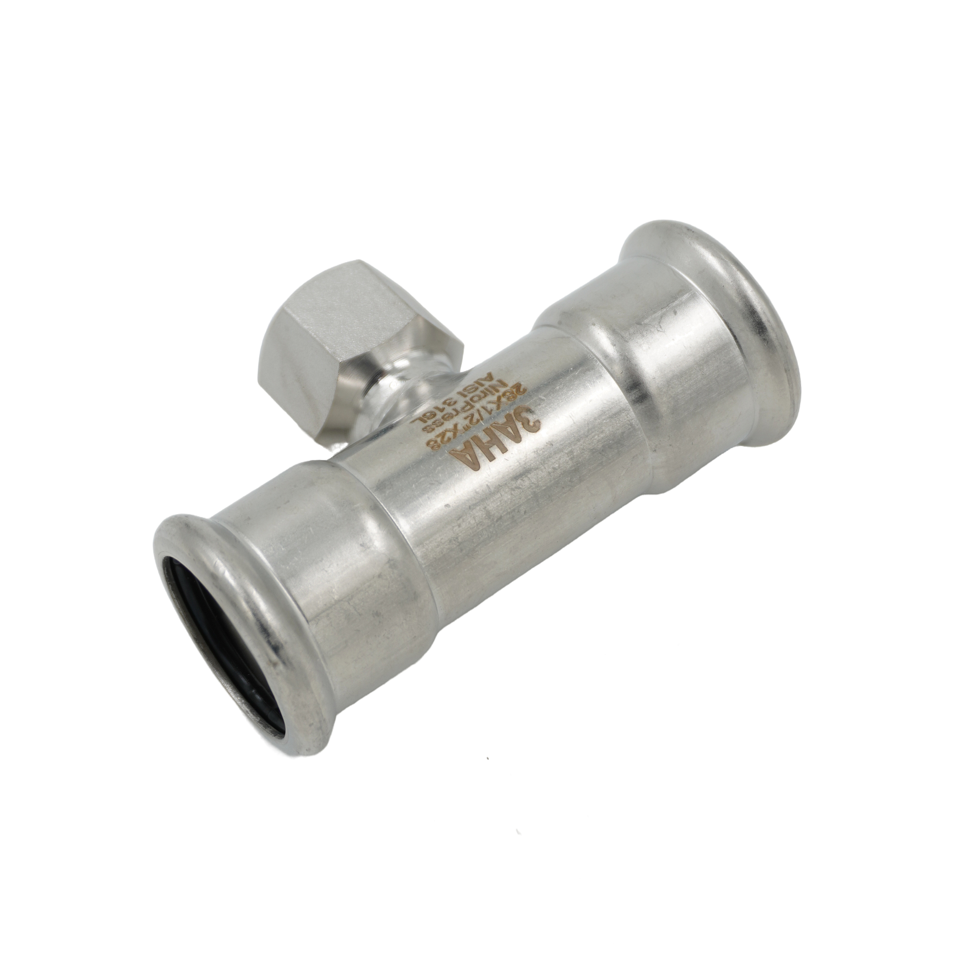 Тройник ЗАНА (SANHA)  ЗАНА (SANHA) NiroPress AISI 316L  ВПр-ВР-ВПр, Dn 28x1/2x28