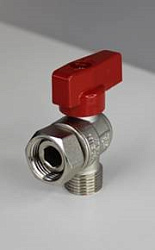 Кран шаровой, ELSEN, угловой, 3/4", 3/4, НВ, PN 16, T°C -от -20 до +130, ручка-флажок синяя, с НГ для подключения бойлера