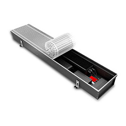 Встраиваемый в пол конвектор Varmann Qtherm Q 230.90.800 OR U EV1, шириной 230 мм, высотой 90 мм, длиной 800 мм, без решетки, с бортиком, анодированным в натуральный алюминий, декоративная рамка из U-образного профиля, вентиляторы с EC-двигателями 24В, ми