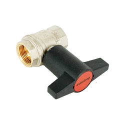 Кран шаровой, Oventrop, Optibal, полнопроходной, DN-20, 3/4", ВВ, PN, бар-16, ручка-пластмассовая, удлинённая антрацит, латунь, никелированный