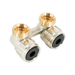 Узел, Oventrop, Multiflex F, запорно-присоединительный, угловой H-образный, 3/4", 3/4", Н ЕК-НГ ЕК, PN, бар-10, T°C -от +2 до +120, латунь, никелированный, ZB, для отопительных приборов-со встроенным вентилем, мягкое плоское уплотнение