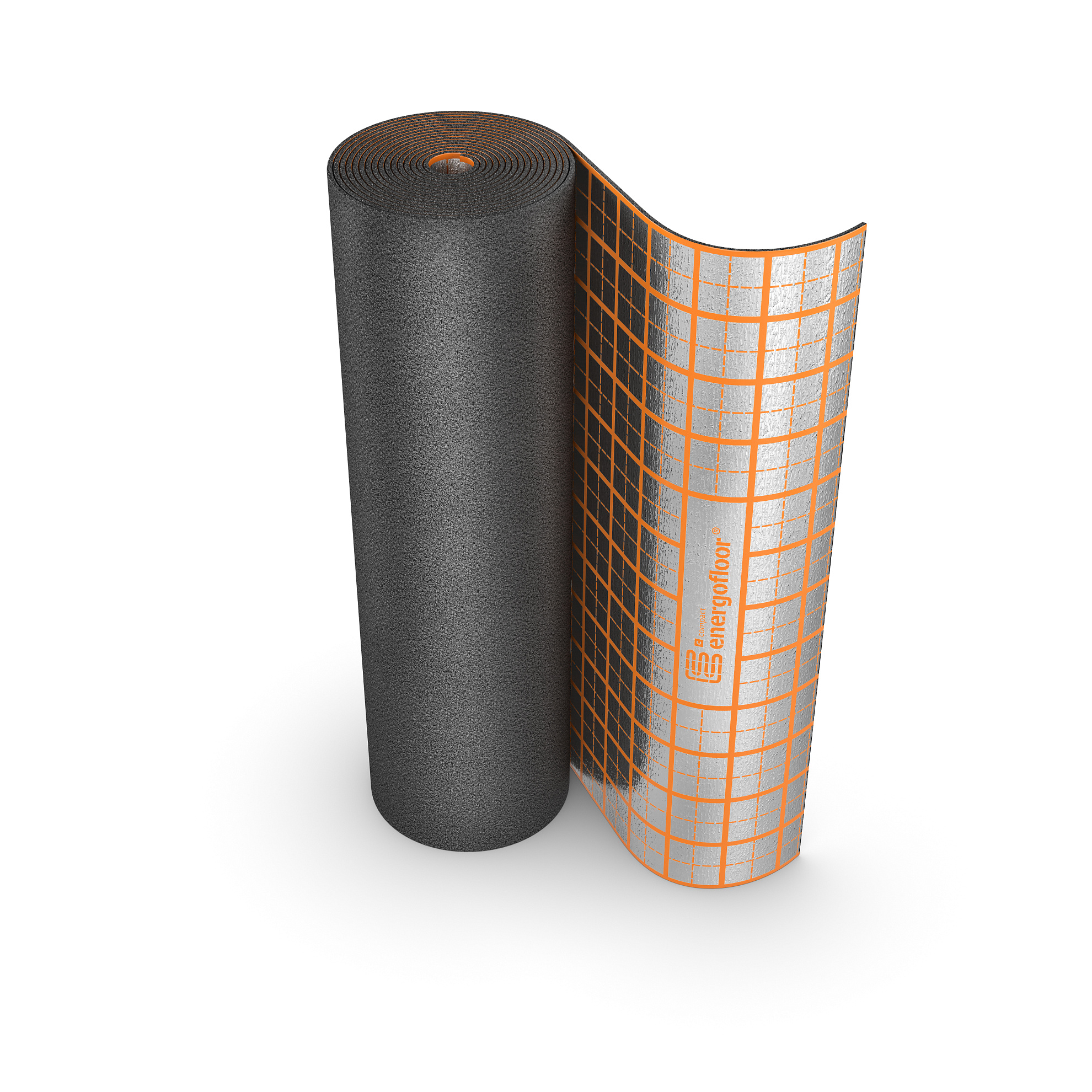 Рулон, Energoflex, Energofloor Compact, 3/1,0-30, толщина изоляции, мм-3, ширина, м-1, длина, м-30, вспененный полиэтилен с алюминиевой фольгой с разметкой и защитой из ПЭТФ-плёнки (рулон 30 м2)