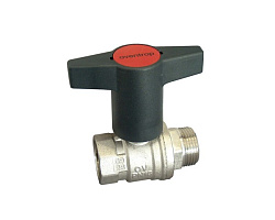 Кран шаровой, Oventrop, Optibal, полнопроходной, DN-20, 3/4", НВ, PN, бар-16, ручка-пластмассовая, удлинённая антрацит, латунь, никелированный