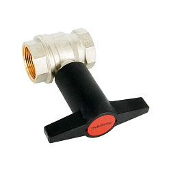 Кран шаровой, Oventrop, Optibal, полнопроходной, DN-32, 1 1/4", ВВ, PN, бар-16, ручка-пластмассовая, удлинённая антрацит, латунь, никелированный