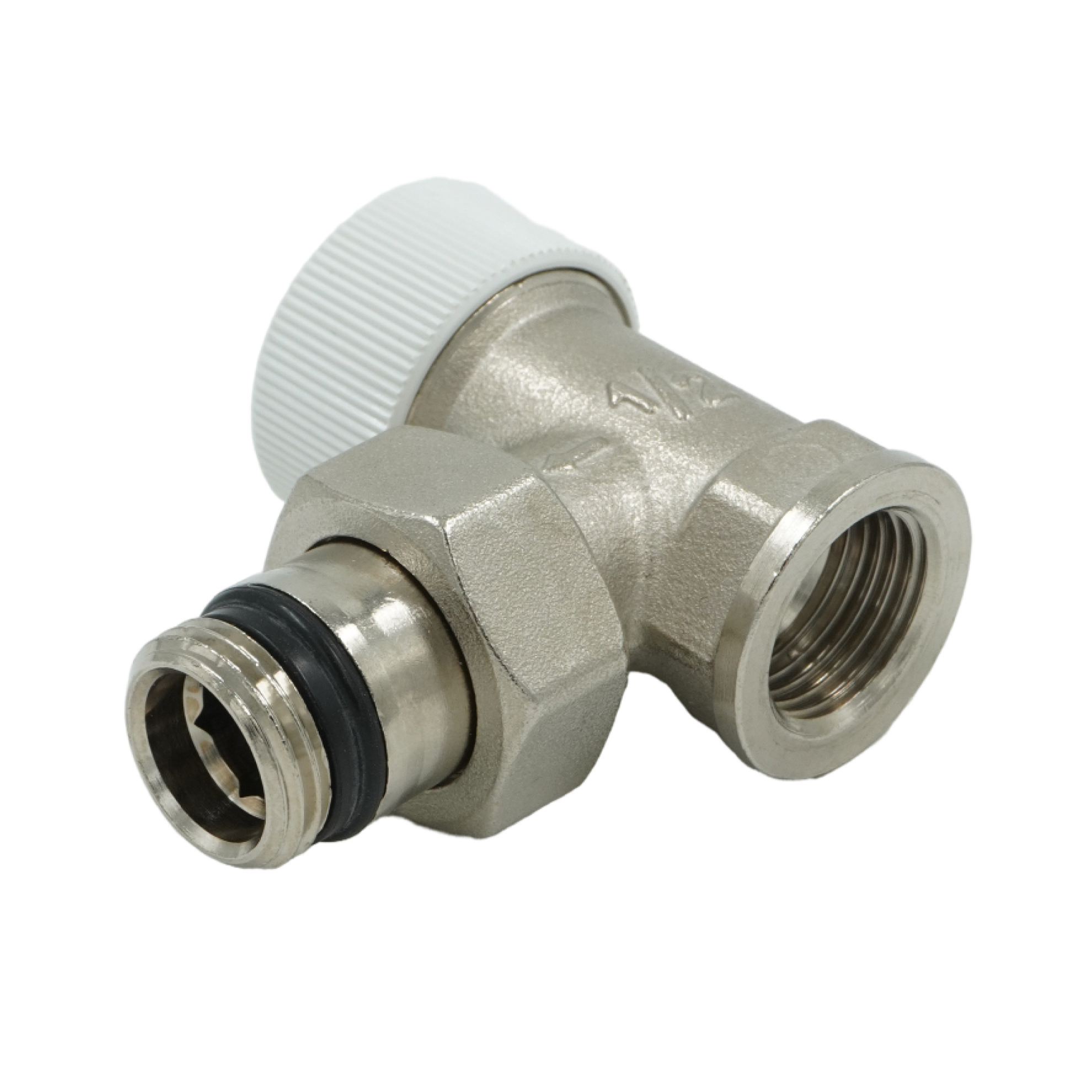 Вентиль, ELSEN, термостатический, угловой, 1/2", 1/2", ВН, PN, бар-10, T°C -от -10 до +120, латунь, никелированный, с преднастройкой, для отопительных приборов-с боковой подводкой