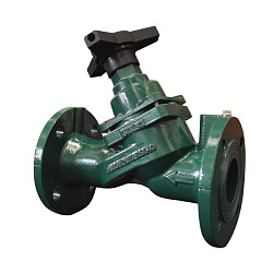 Балансировочный клапан статический фланцевый корпус высокопрочный чугун EN-JS-1040, шток SS410, фланцы EN1092-2 PN16,  -20…+120℃  Мод. 1216H PN16 DN80