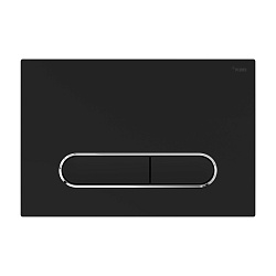 Панель смыва РЕХАУ NOVA ELLIPSE 002 с овальными клавишами, пластик, черный, матовый, контур клавиш хром, глянцевый