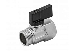 Кран шаровой, ELSEN, MINI, полнопроходной, прямой, 1/2", 1/2", НВ, PN, бар-40, T°C -от -20 до +150, ручка-бабочка, латунь