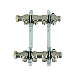 Распределительный коллектор, Oventrop, 1", Multidis SH 4, количество контуров-4, выход-3/4" ЕК, нержавеющая сталь, для подключения отопительных приборов, с плоским уплотнением