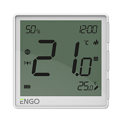 Беспроводной терморегулятор, белый, с модулем Zigbee, с аккумулятором, со встроенным датчиком влажности, с возможностью подключения датчика пола